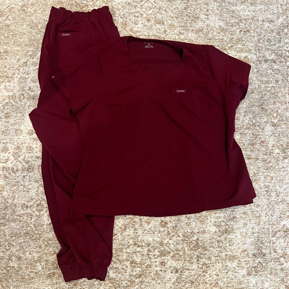 Jaanuu Wine Red Scrub Set